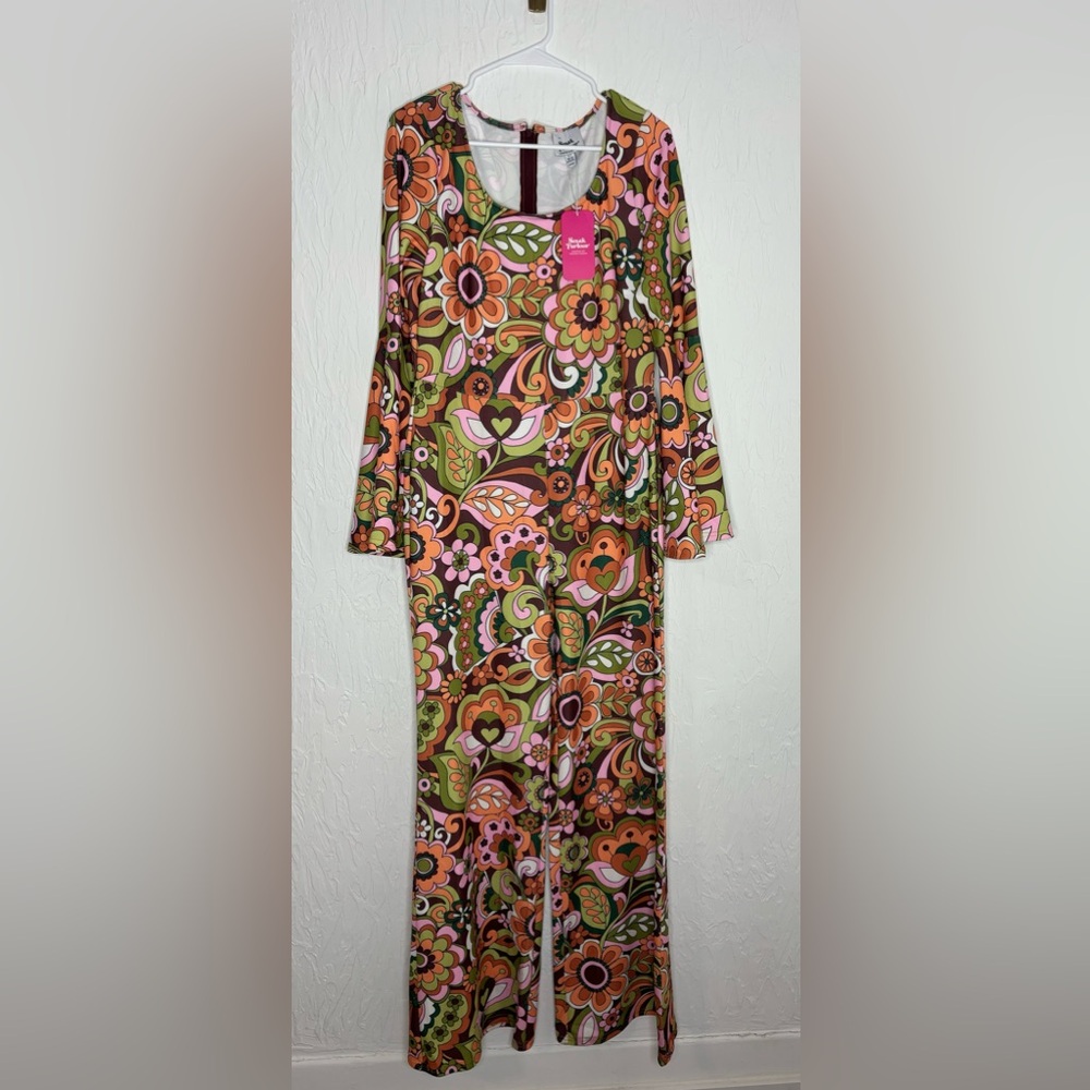 NWT Smak Parlour 70’s Wide Leg Bell Sleeve Jumpsuits Size Large